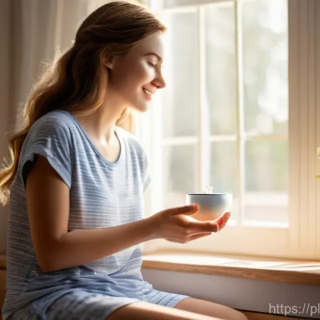 낮잠을 위한 식이 요법 추천 - **Prompt 1: Refreshed Awakening After a Healthy Nap**
"A cozy, brightly lit bedroom scene. A you...