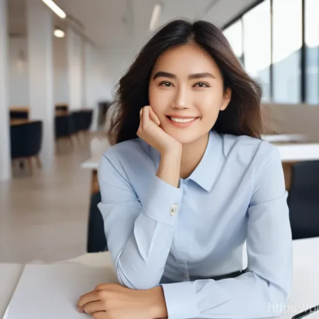 낮잠과 성과 향상 - **Prompt:** A young professional woman, dressed in smart casual attire, sits comfortably in a minima...