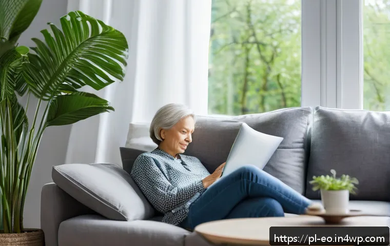 낮잠과 불면증 해결의 관계 - A cozy early afternoon scene in a modern Polish living room, featuring a middle-aged adult woman tak...