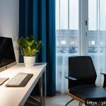 Home 18 낮잠 시간이 부족할 때 대처 방법 - A cozy indoor office corner in a modern Warsaw apartment, featuring a comfortable ergonomic chair wi...