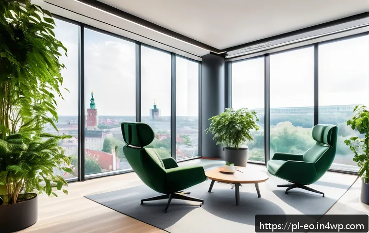 낮잠을 자는 문화와 규범 - A modern Polish office relaxation zone designed for short naps during work breaks, featuring ergonom...